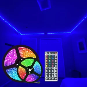LED Strip Lights RGB Flexible Color Change with IR Remote Controller and 100-240V Adapter for Home Bedroom Kitchen TV Back Lights DIY Decor